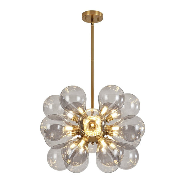 Chandelierias - Modern 18 - Light Hand Blown Glass Cluster Chandelier - Chandelier - Gray Bubbles -