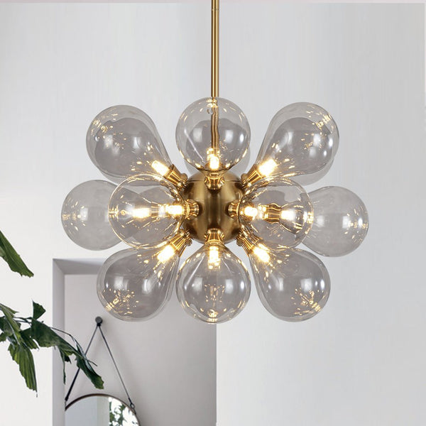 Chandelierias - Modern 18 - Light Hand Blown Glass Cluster Chandelier - Chandelier - Gray Bubbles -
