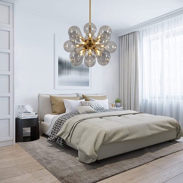 Chandelierias - Modern 18 - Light Hand Blown Glass Cluster Chandelier - Chandelier - Gray Bubbles -