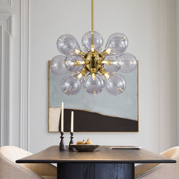 Chandelierias - Modern 18 - Light Hand Blown Glass Cluster Chandelier - Chandelier - Purplish Brown Bubbles -