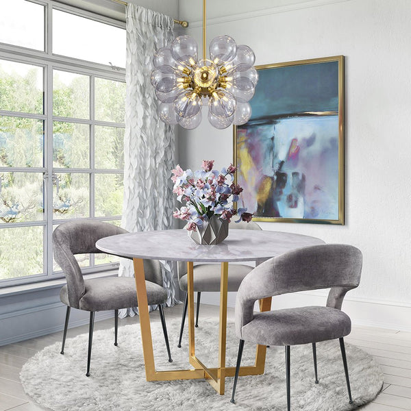 Chandelierias - Modern 18 - Light Hand Blown Glass Cluster Chandelier - Chandelier - Smoke Gray Bubbles -