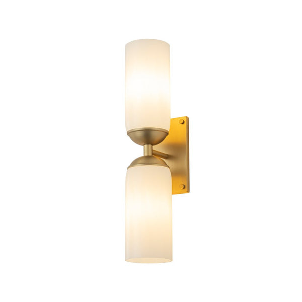 Chandelierias - Modern 2 - Light Cylinder Opal White Glass Wall Sconce - Chandeliers - Matte Black -