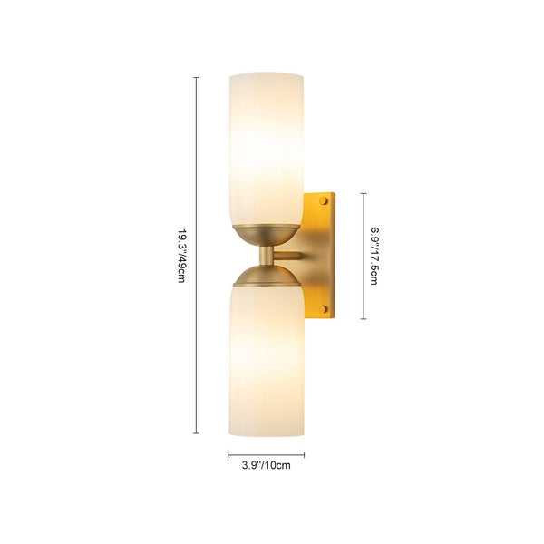 Chandelierias - Modern 2 - Light Cylinder Opal White Glass Wall Sconce - Chandeliers - Matte Black -