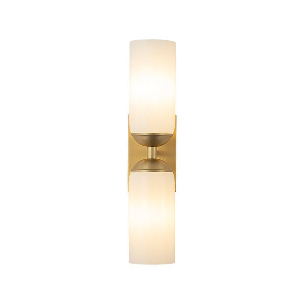 Chandelierias - Modern 2 - Light Cylinder Opal White Glass Wall Sconce - Chandeliers - Matte Black -