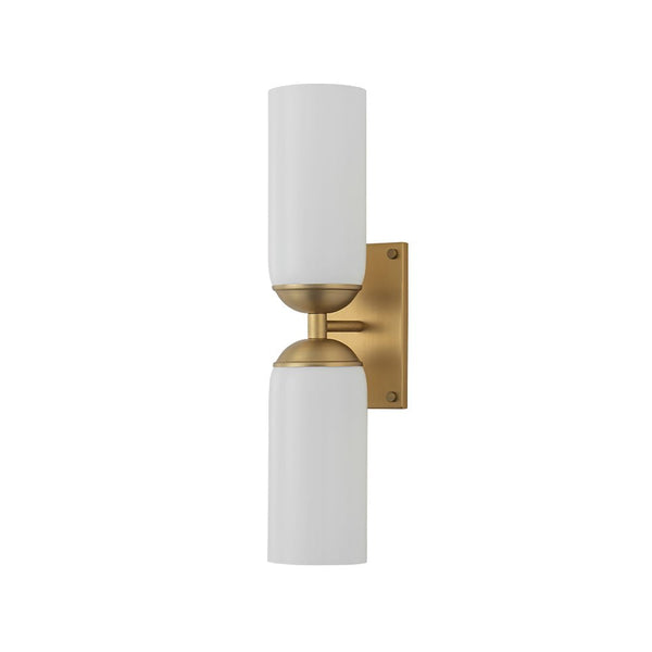 Chandelierias - Modern 2 - Light Cylinder Opal White Glass Wall Sconce - Chandeliers - Matte Black -