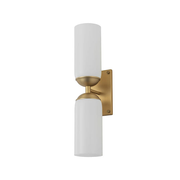 Chandelierias - Modern 2 - Light Cylinder Opal White Glass Wall Sconce - Chandeliers - Matte Black -