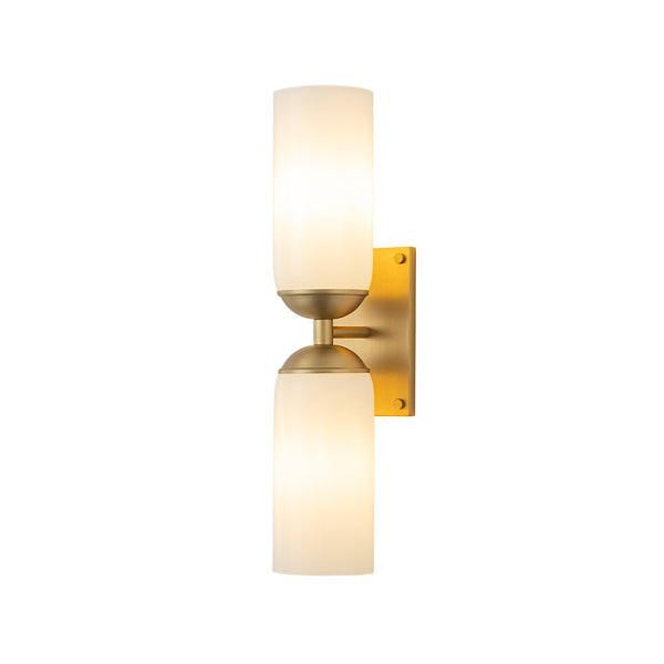 Chandelierias - Modern 2 - Light Cylinder Opal White Glass Wall Sconce - Chandeliers - Matte Black -