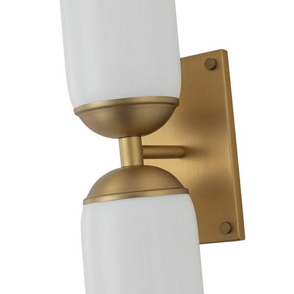 Chandelierias - Modern 2 - Light Cylinder Opal White Glass Wall Sconce - Chandeliers - Matte Black -