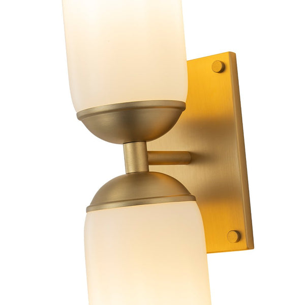Chandelierias - Modern 2 - Light Cylinder Opal White Glass Wall Sconce - Chandeliers - Matte Black -