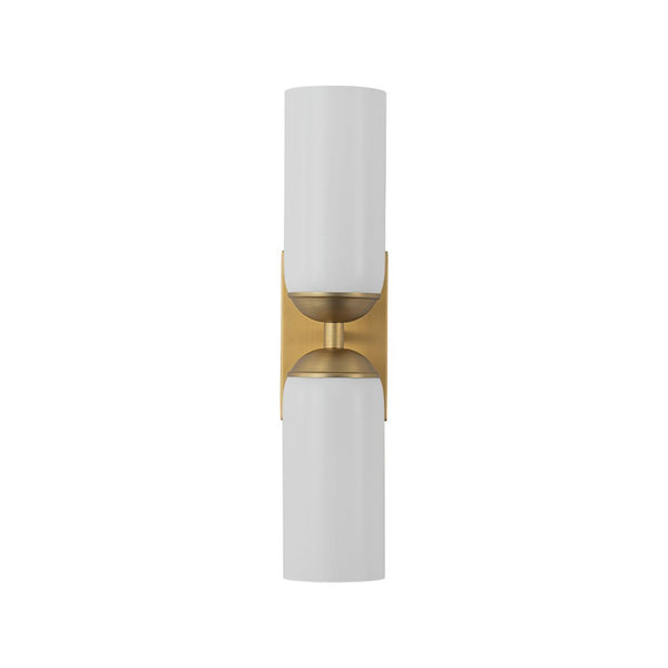 Chandelierias - Modern 2 - Light Cylinder Opal White Glass Wall Sconce - Chandeliers - Matte Black -