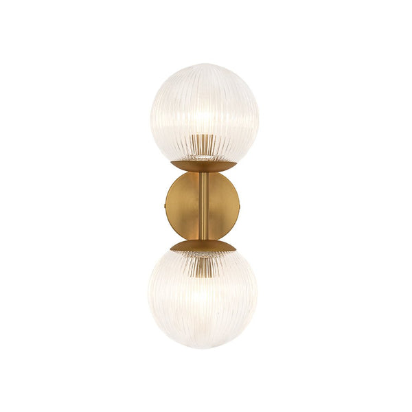 Chandelierias - Modern 2 - Light Dewdrop Ribbed Glass Bathroom Vanity Light - Wall Light - Brass -