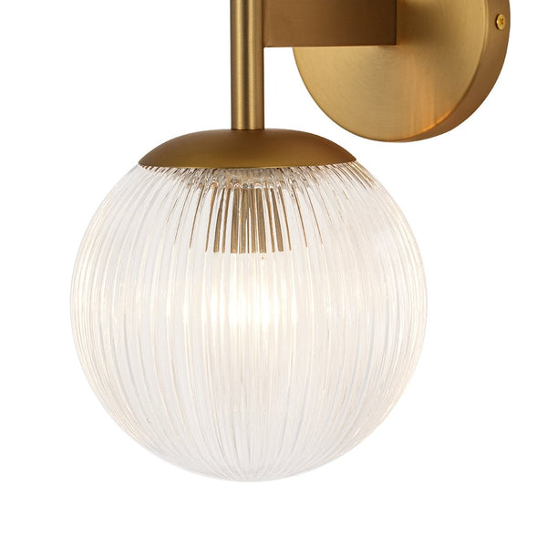 Chandelierias - Modern 2 - Light Dewdrop Ribbed Glass Bathroom Vanity Light - Wall Light - Brass -