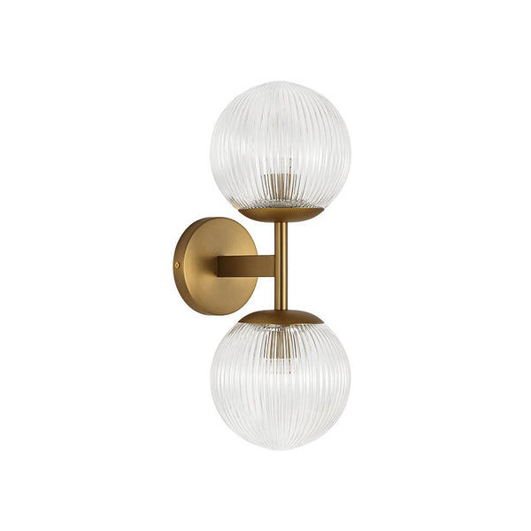 Chandelierias - Modern 2 - Light Dewdrop Ribbed Glass Bathroom Vanity Light - Wall Light - Brass -