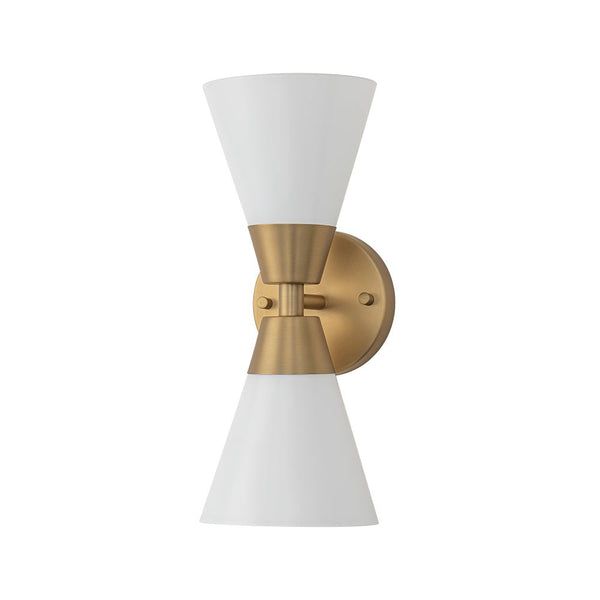 Chandelierias - Modern 2 - Light Double Cone Opal Glass Wall Sconce - Wall Light - Black -