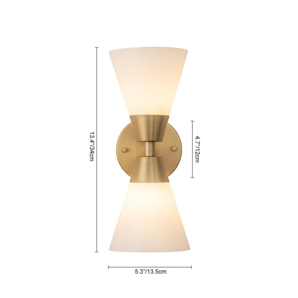 Chandelierias - Modern 2 - Light Double Cone Opal Glass Wall Sconce - Wall Light - Black -