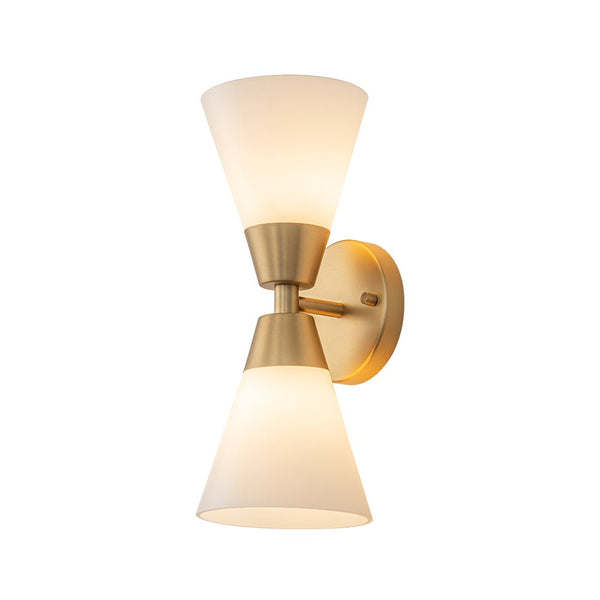 Chandelierias - Modern 2 - Light Double Cone Opal Glass Wall Sconce - Wall Light - Black -