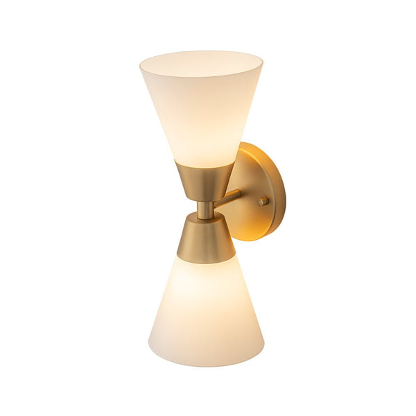 Chandelierias - Modern 2 - Light Double Cone Opal Glass Wall Sconce - Wall Light - Black -