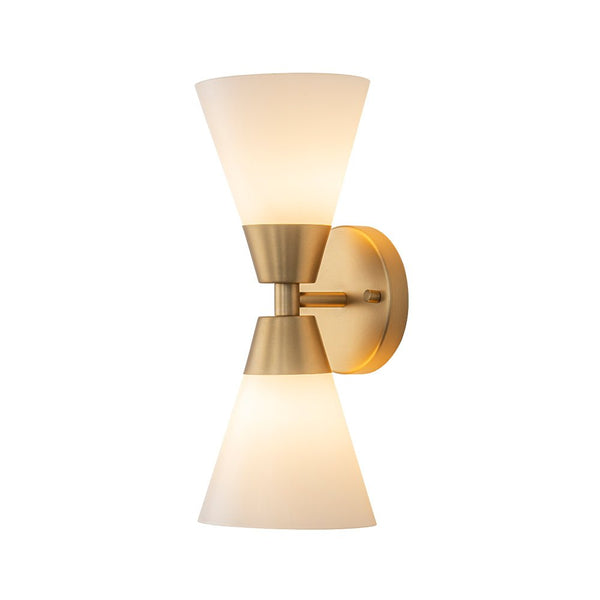 Chandelierias - Modern 2 - Light Double Cone Opal Glass Wall Sconce - Wall Light - Black -