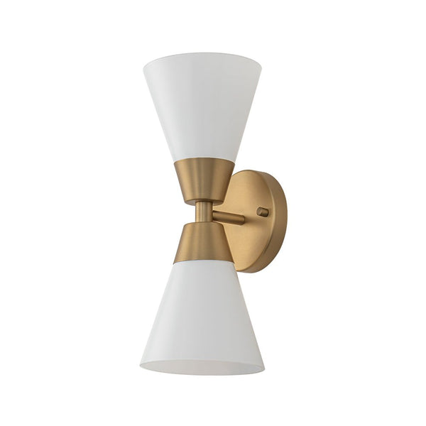 Chandelierias - Modern 2 - Light Double Cone Opal Glass Wall Sconce - Wall Light - Black -