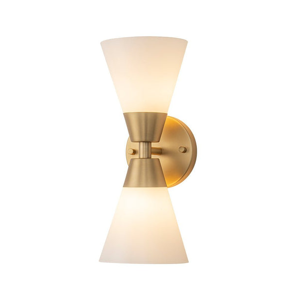Chandelierias - Modern 2 - Light Double Cone Opal Glass Wall Sconce - Wall Light - Black -