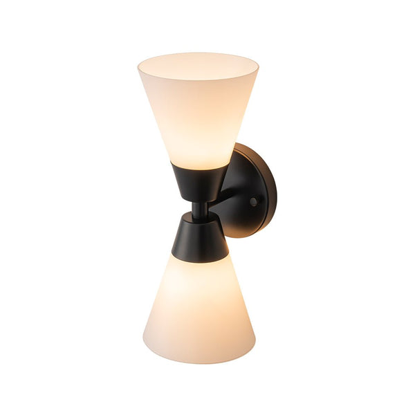 Chandelierias - Modern 2 - Light Double Cone Opal Glass Wall Sconce - Wall Light - Black -