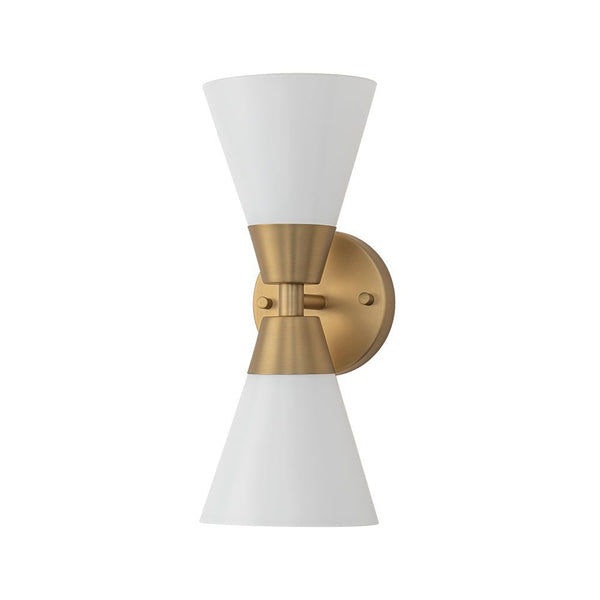 Chandelierias - Modern 2 - Light Double Cone Opal Glass Wall Sconce - Wall Light - Black -