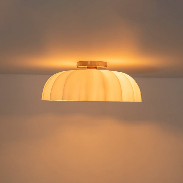Chandelierias - Modern 2 - Light Milky White Daisy Glass Semi - Flush Mount - Semi Flush - Brass - Ivory