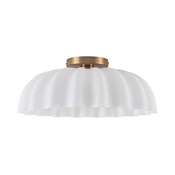 Chandelierias - Modern 2 - Light Milky White Daisy Glass Semi - Flush Mount - Semi Flush - Brass - Ivory