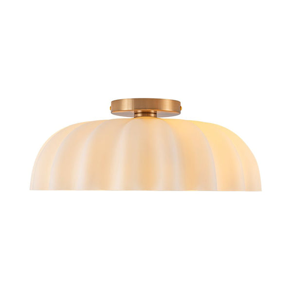 Chandelierias - Modern 2 - Light Milky White Daisy Glass Semi - Flush Mount - Semi Flush - Brass - Ivory