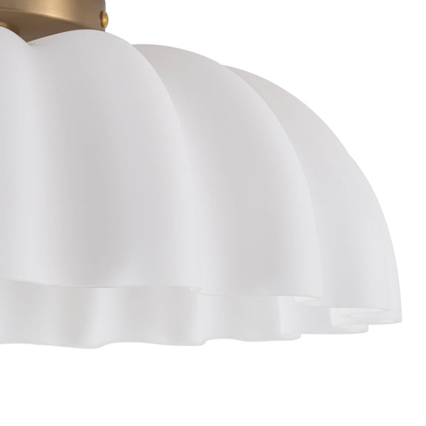 Chandelierias - Modern 2 - Light Milky White Daisy Glass Semi - Flush Mount - Semi Flush - Brass - Ivory