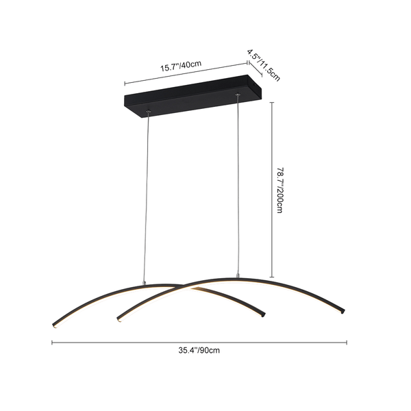 Chandelierias - Modern 2 - Light Minimalist Arc Dimmable LED Pendant - Pendant - Matte Black -