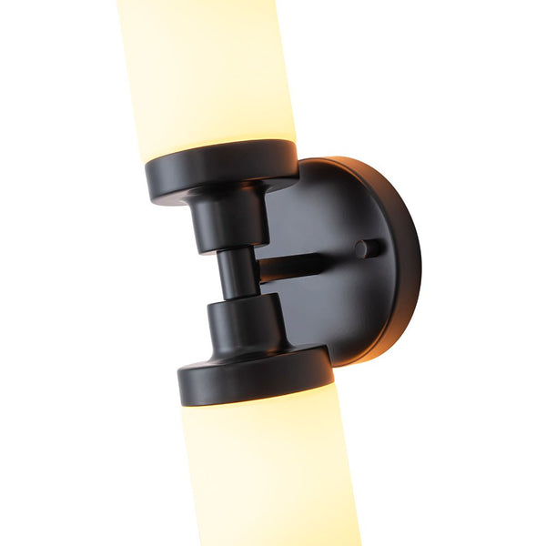 Chandelierias - Modern 2 - Light Opal Glass Linear Vanity Light - Wall Light - Black -