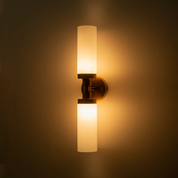 Chandelierias - Modern 2 - Light Opal Glass Linear Vanity Light - Wall Light - Black -