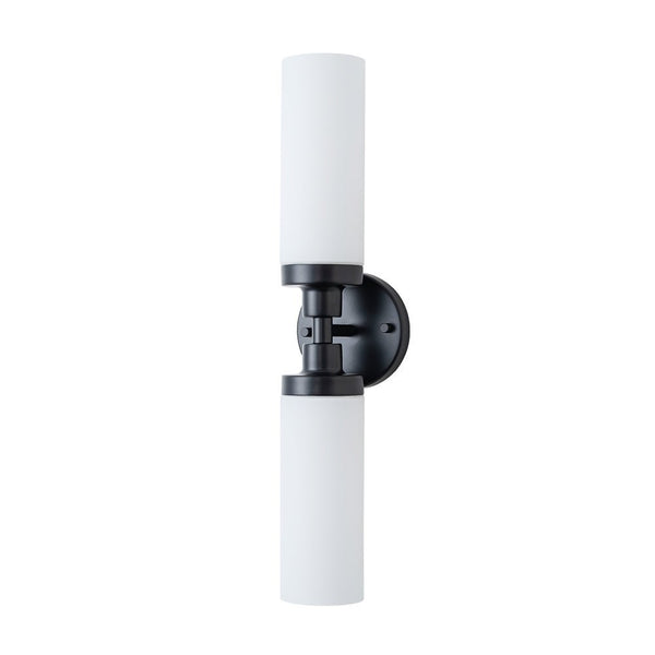 Chandelierias - Modern 2 - Light Opal Glass Linear Vanity Light - Wall Light - Black -