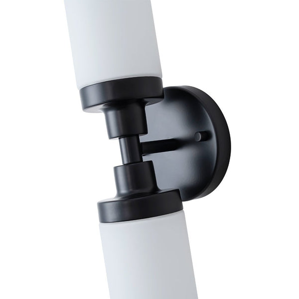 Chandelierias - Modern 2 - Light Opal Glass Linear Vanity Light - Wall Light - Black -