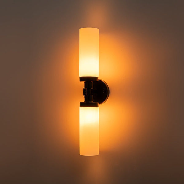 Chandelierias - Modern 2 - Light Opal Glass Linear Vanity Light - Wall Light - Black -