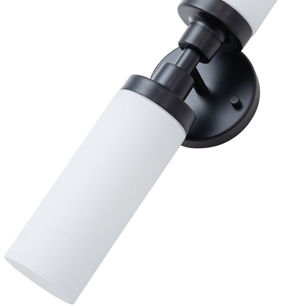 Chandelierias - Modern 2 - Light Opal Glass Linear Vanity Light - Wall Light - Black -