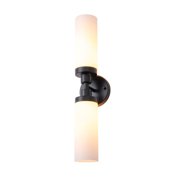 Chandelierias - Modern 2 - Light Opal Glass Linear Vanity Light - Wall Light - Black -