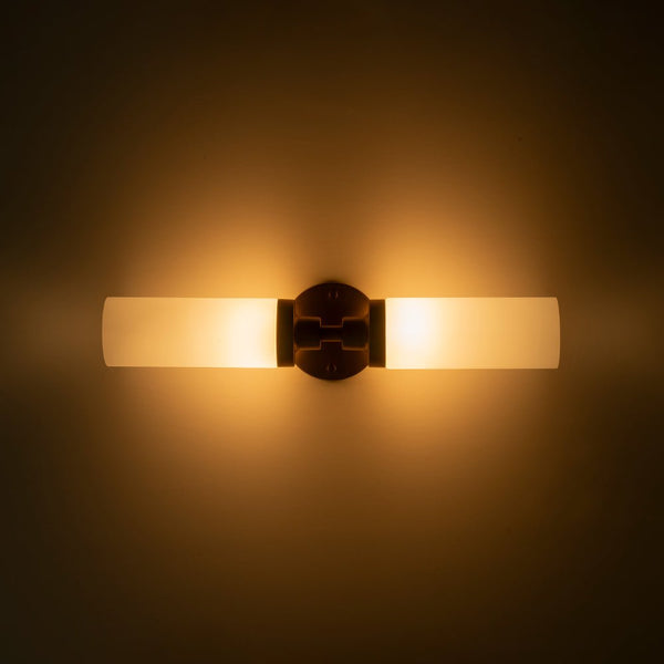 Chandelierias - Modern 2 - Light Opal Glass Linear Vanity Light - Wall Light - Black -