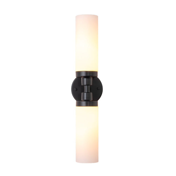 Chandelierias - Modern 2 - Light Opal Glass Linear Vanity Light - Wall Light - Black -