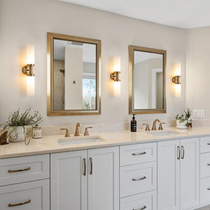 Chandelierias - Modern 2 - Light Opal Glass Linear Vanity Light - Wall Light - Gold -