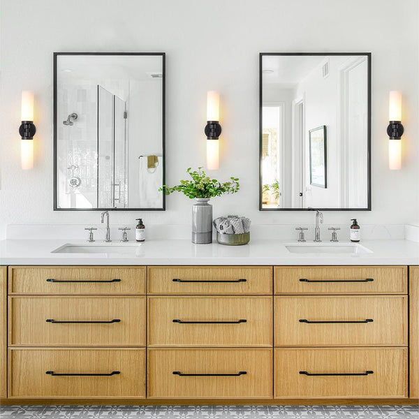 Chandelierias - Modern 2 - Light Opal Glass Linear Vanity Light - Wall Light - Gold (Back - order & Arrive in 3 - 4 Weeks) -