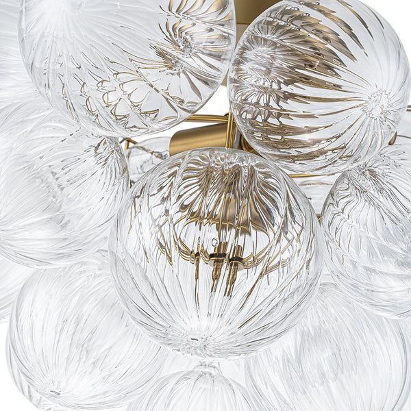 Chandelierias - Modern 2 - Light Ribbed Glass Cluster Dreamy Bubble Semi - flush Mount - Semi Flush - Brass -