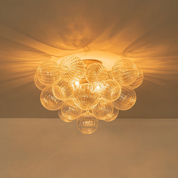 Chandelierias - Modern 2 - Light Ribbed Glass Cluster Dreamy Bubble Semi - flush Mount - Semi Flush - Brass -