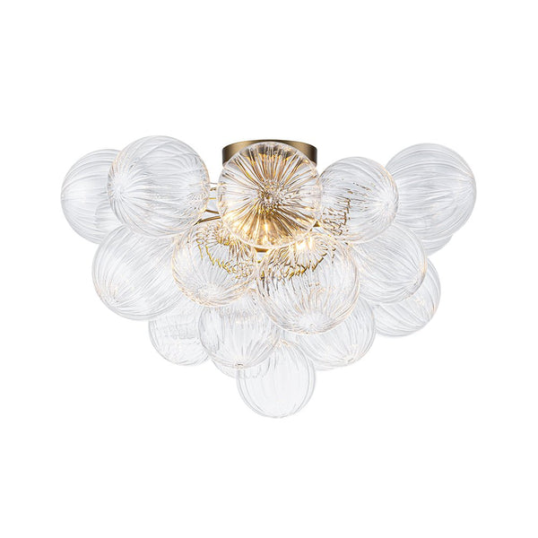Chandelierias - Modern 2 - Light Ribbed Glass Cluster Dreamy Bubble Semi - flush Mount - Semi Flush - Brass -