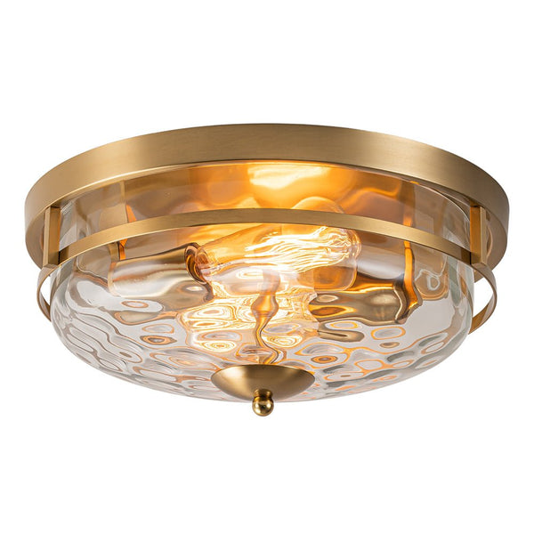 Chandelierias - Modern 2 - Light Rippled Glass Flush Mount Ceiling Light - Flush Mount - Gold -