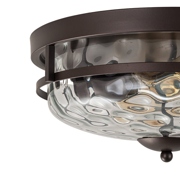 Chandelierias - Modern 2 - Light Rippled Glass Flush Mount Ceiling Light - Flush Mount - Gold -