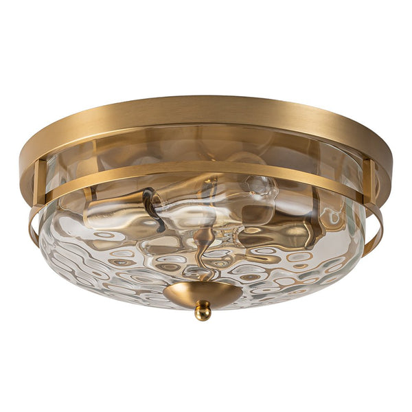 Chandelierias - Modern 2 - Light Rippled Glass Flush Mount Ceiling Light - Flush Mount - Gold -