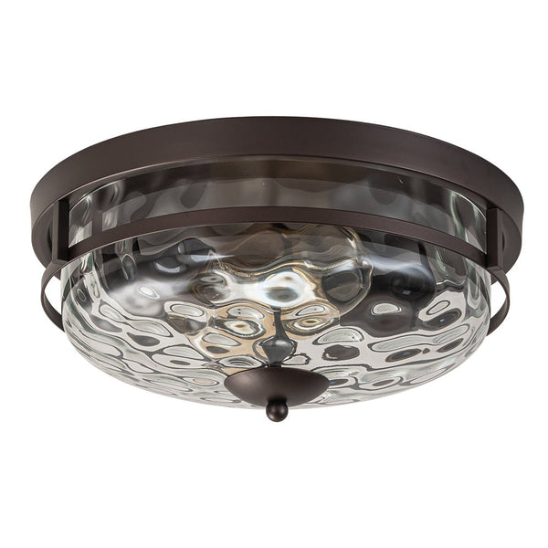 Chandelierias - Modern 2 - Light Rippled Glass Flush Mount Ceiling Light - Flush Mount - Gold -