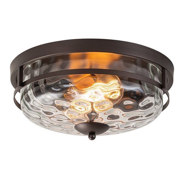 Chandelierias - Modern 2 - Light Rippled Glass Flush Mount Ceiling Light - Flush Mount - Gold -